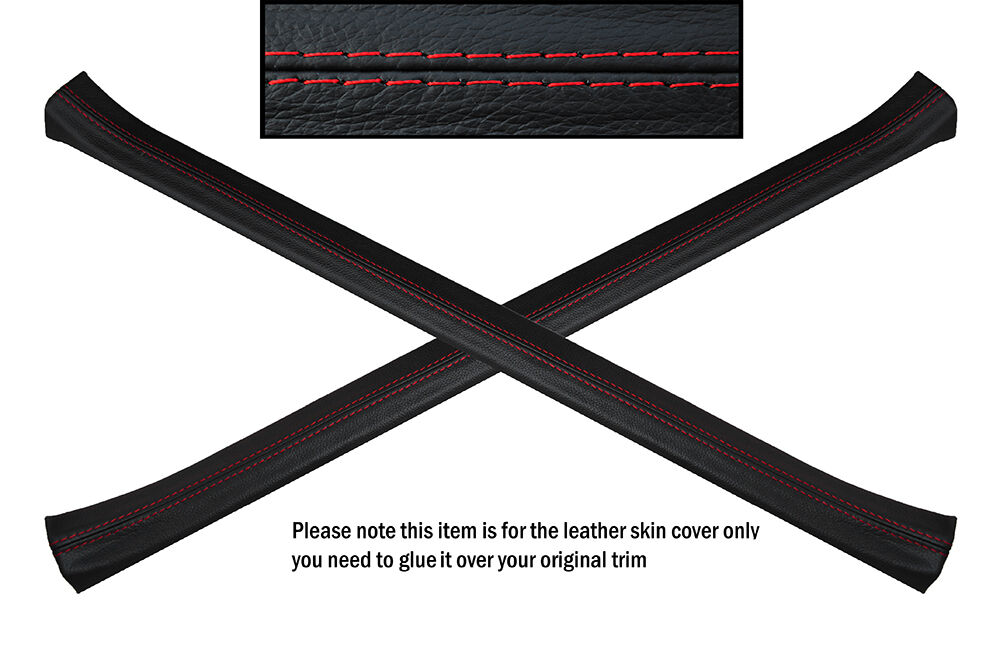 RED STITCH 2X FRONT DOOR KICK TRIM SKIN COVERS FITS LEXUS IS200 98-05 CUSTOM NEW