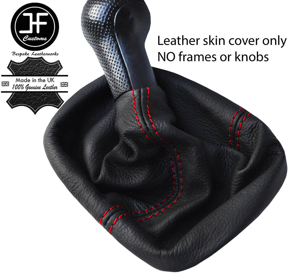 RED STITCH TOP GRAIN REAL LEATHER MANUAL GEAR GAITER FITS VW LUPO 1998-2005