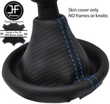 BLUE STITCHING CARBON FIBER VINYL GEAR GAITER FOR VW T5 TRANSPORTER CARAVELLE