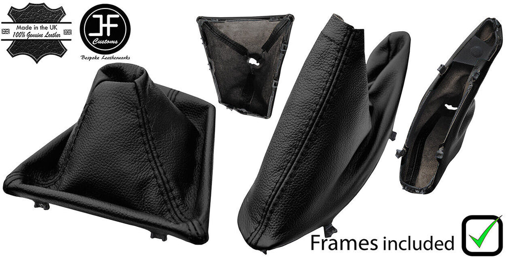 BLACK LEATHER GEAR HANDBRAKE GAITER+PLASTIC FRAME FOR BMW 3 F30 F31 12-16