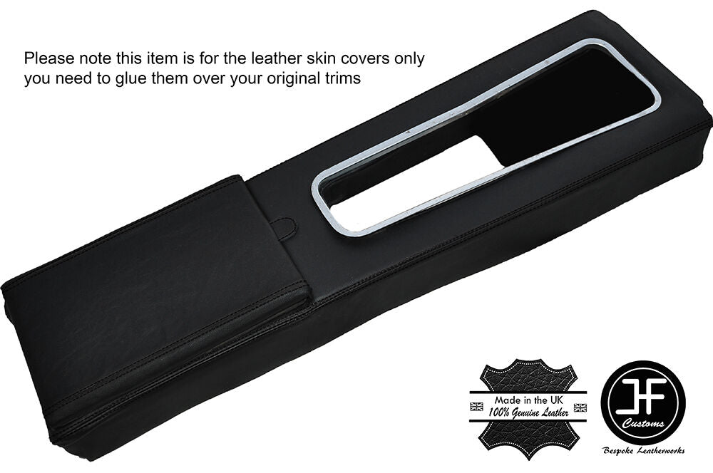 BLACK STITCH CENTRE CONSOLE & ARMREST LEATHER COVERS FITS JENSEN HEALEY 72-75