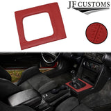 D RED LEATHER COVERED MANUAL SHIFT SURROUND TRIM + FRAME FOR FORD MUSTANG 87-93