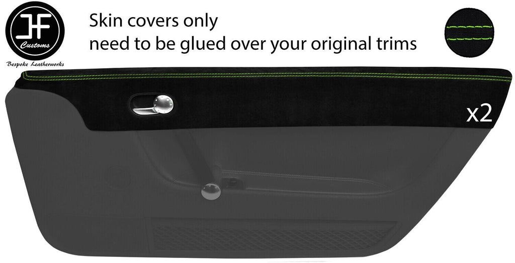 GREEN STITCH 2X UPPER TOP DOOR CAPPING SUEDE COVERS FITS AUDI TT MK1 98-06