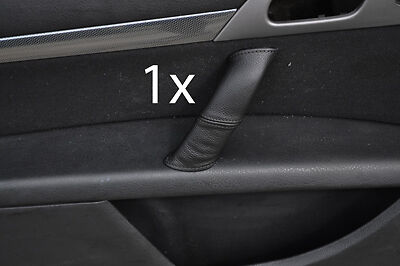 black stitch FITS PEUGEOT 407 PASSENGER DOOR HANDLE LEATHER COVER ONLY