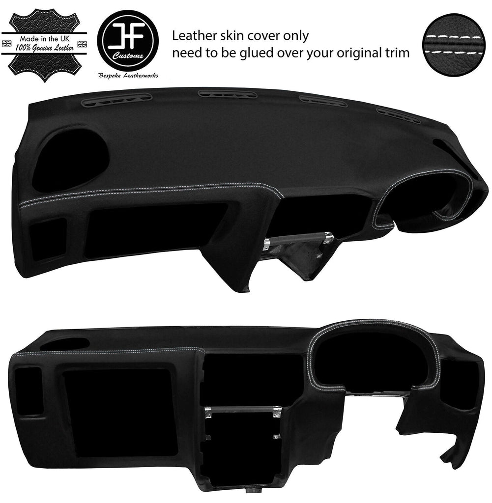 WHITE STITCH DASH DASHBOARD REAL LEATHER COVER FITS VW CADDY VAN MK2 1995-2003