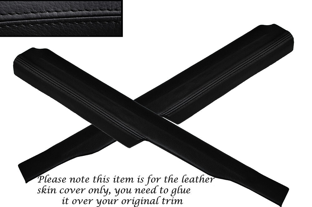 BLACK STITCHING 2X REAR DOOR SILL TRIM SKIN COVERS FITS FORD SIERRA SAPPHIRE