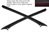 RED STITCH 2X C PILLARS LEATHER SKIN COVERS FITS FORD CAPRI MK2 MK3 CUSTOM NEW