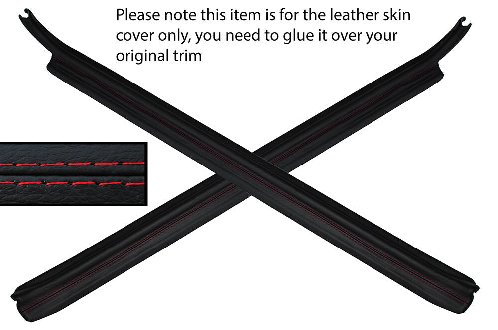 RED STITCH 2X DOOR SILL TRIM LEATHER SKIN COVERS FITS MAZDA RX7 FB1 1979-1985