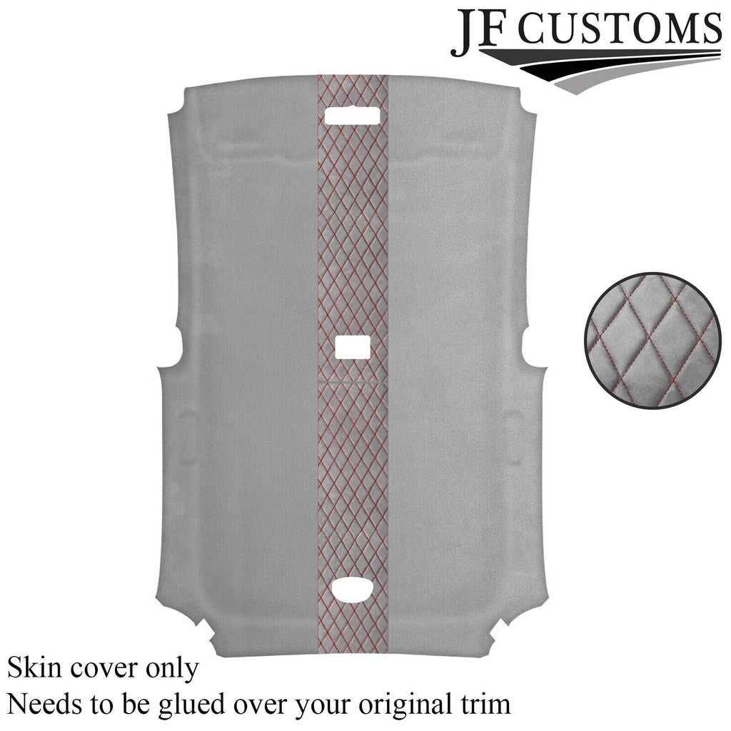 DSG2 D RED STITCH L GREY SUEDE HEADLINER COVER FOR HONDA CIVIC TYPE R 01-05 3DR
