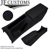 BLUE STITCH LEATHER CENTRE CONSOLE + ARMREST COVERS FITS MERCEDES SLK R170 96-04