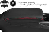 RED STITCHING TOP GRAIN REAL LEATHER ARMREST COVER FITS AUDI TT MK3 2015-2019