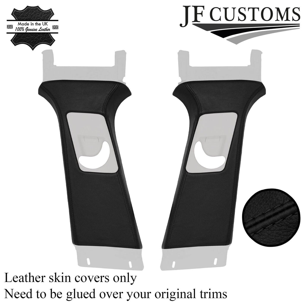 FOR RANGE ROVER SPORT L494 13-21 BLACK STITCH LEATHER 2X UPPER B PILLAR COVER