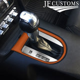 FITS FORD MUSTANG 15-17 ORANGE LEATHER AUTO GEAR SHIFT SURROUND TRIM COVER+FRAME