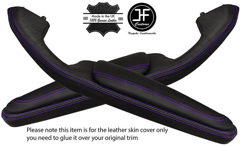 PURPLE STITCH 2X DOOR HANDLE ARMREST LTHR COVERS FITS BMW E46 CONVERTIBLE COUPE