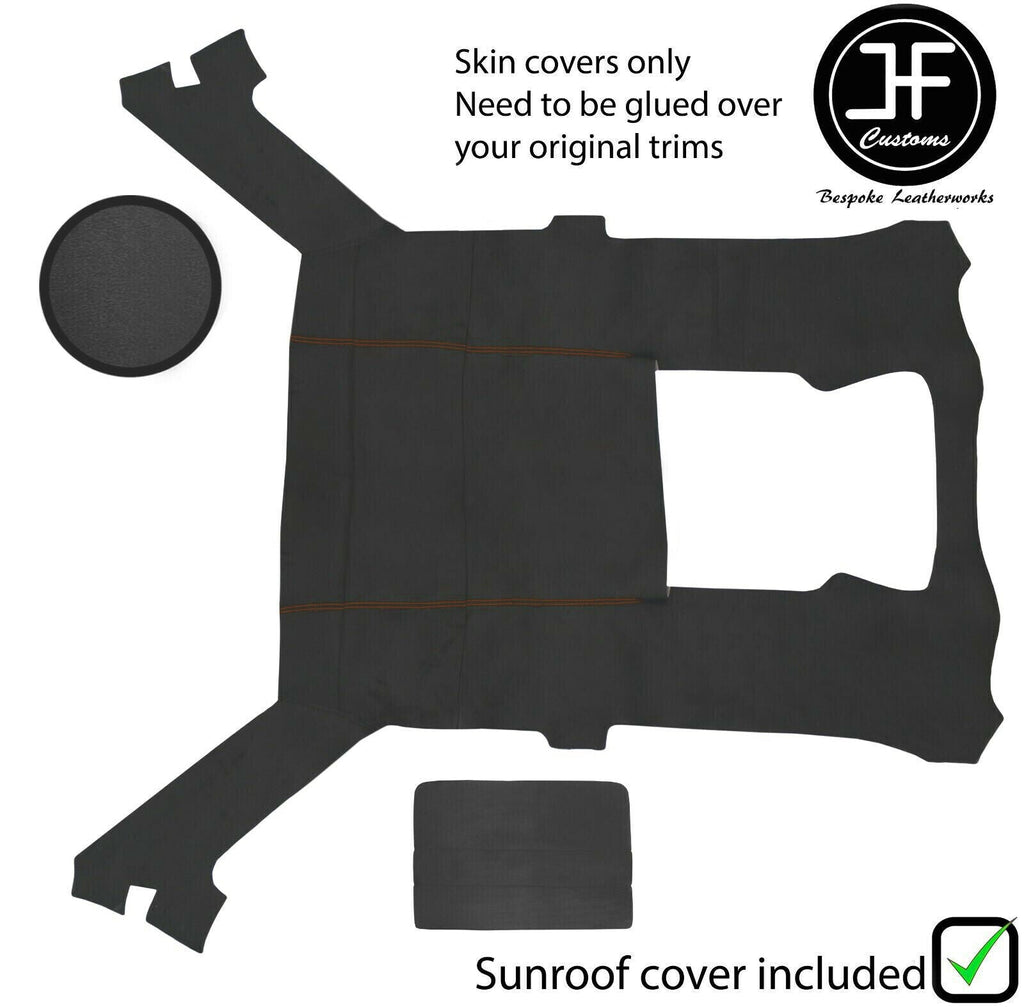 BROWN STITCH DARK GREY LUXE SUEDE HEADLINER SUN ROOF COVER FOR BMW E30 COUPE