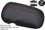 RED STITCH CARBON FIBER VINYL ARMREST LID COVER FITS FORD MUSTANG 2015-2017