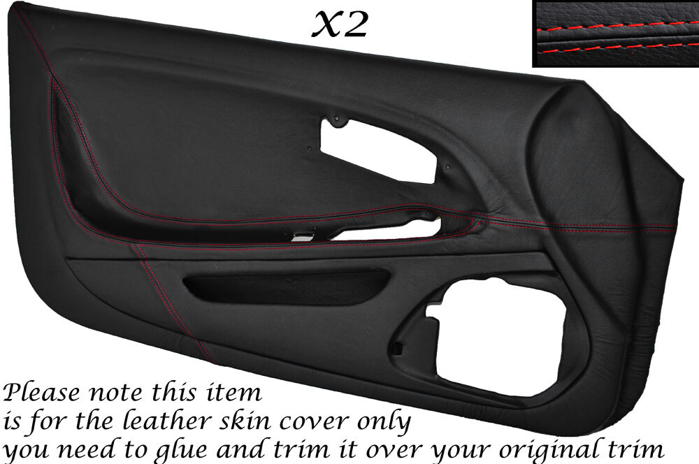 RED STITCH 2X FULL DOOR CARD LEATHER SKIN COVER FITS MITSUBISHI FTO 1994-2001