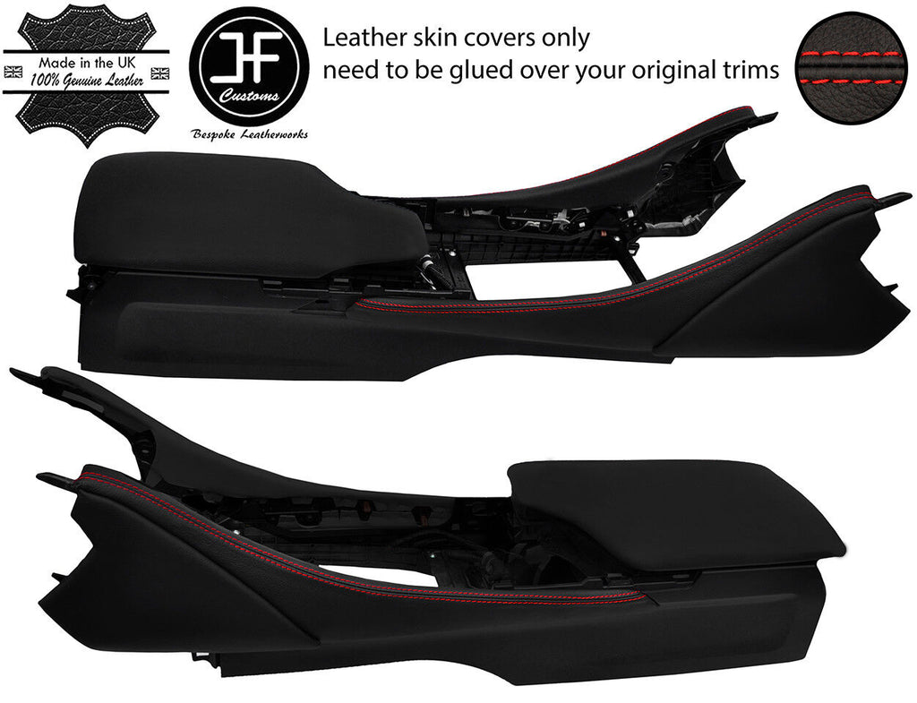 RED STITCH 2X CONSOLE SIDE TRIM LEATHER COVERS FOR LEXUS RC 200 300 350 14-18