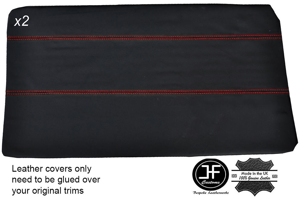 RED STITCH 2X FRONT FULL DOOR CARD LEATHER COVER FITS BMW E10 2002 1802 Tii