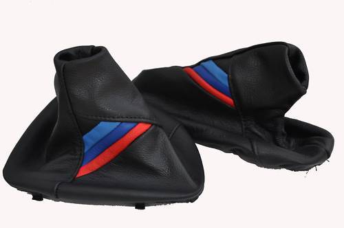 FITS BMW E36 E46 TRI STRIPES SET OF GAITERS SET GENUINE LEATHER CUSTOM NEW