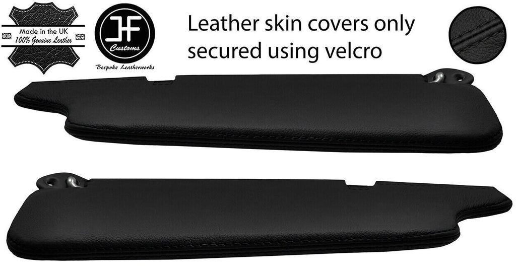 BLACK STITCH 2X SUN VISORS REAL LEATHER COVERS FOR TOYOTA MR2 MK1 84-90 STYLE 2