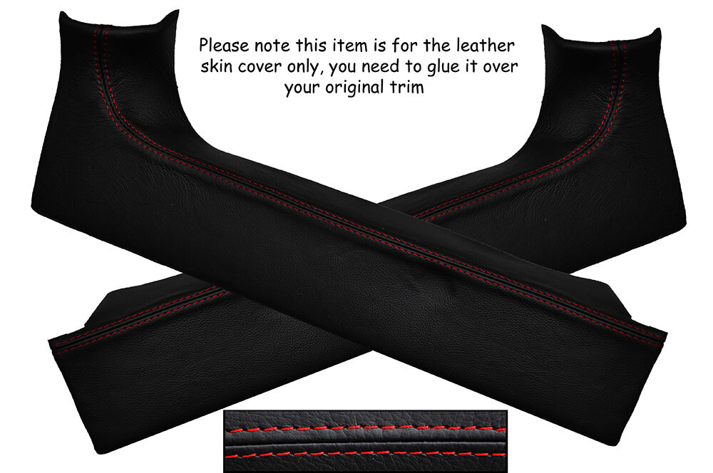 RED STITCH 2X B PILLAR TRIM SKIN COVER FITS LAND ROVER DEFENDER 90 110 83-06