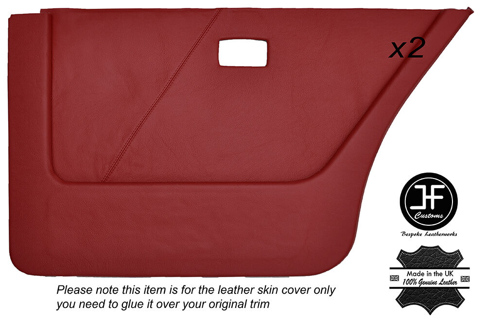 DARK RED LEATHER 2X REAR DOOR CARD COVERS FITS BMW 5 SERIES E28 81-87 CUSTOM NEW
