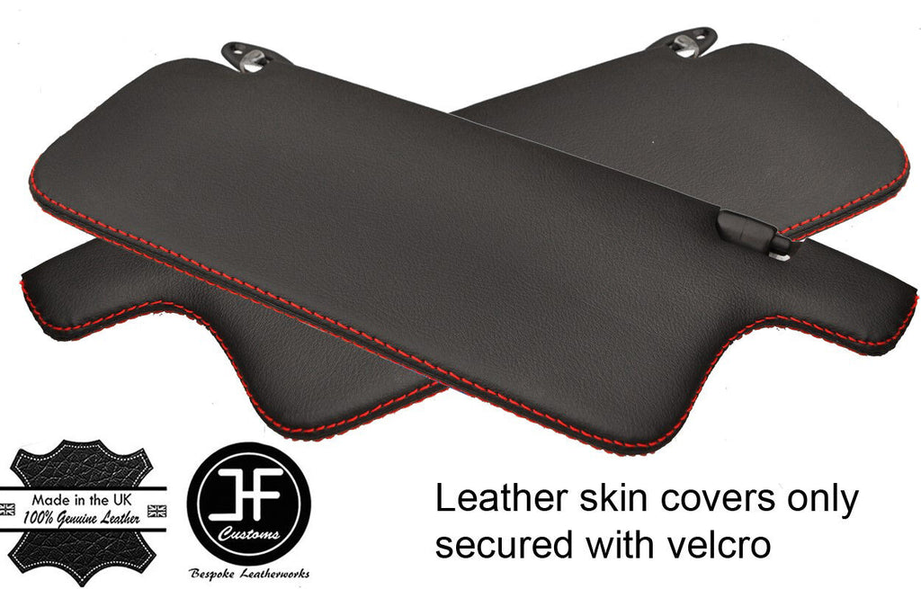 RED STITCHING 2X SUN VISORS REAL LEATHER COVERS FITS MAZDA RX7 FC 1986-1991