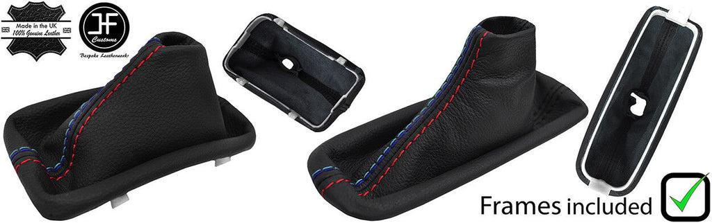 BLACK & TRI STITCH LEATHER AUTOMATIC GAITERS PLASTIC FRAME FOR BMW X5 E53 00-06
