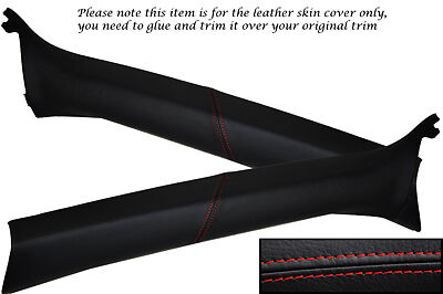 RED STITCH FITS RENAULT MEGANE 02-08 2X WINDSCREEN PILLAR LEATHER COVERS ONLY