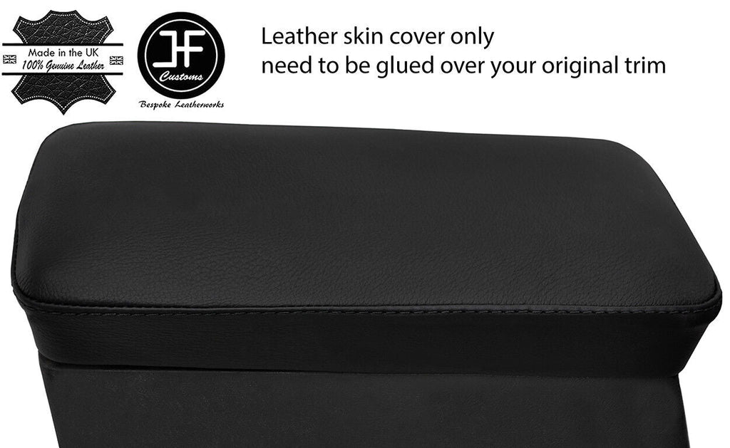 BLACK STITCHING ARMREST LID REAL LEATHER COVER FOR FORD GRANADA MK2 77-85