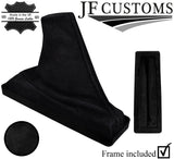 BLACK STITCH ITALIAN SUEDE HANDBRAKE GAITER+FRAME FITS RANGE ROVER P38 95-02