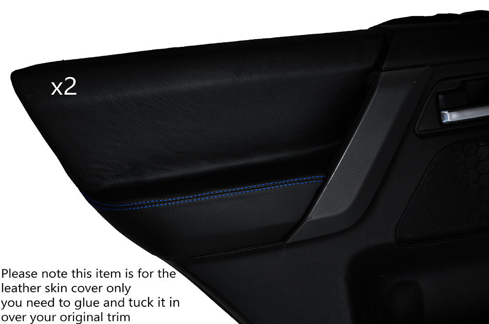 BLUE STITCH 2X REAR DOOR CARD SKIN COVERS FITS LAND ROVER FREELANDER 2 06-14