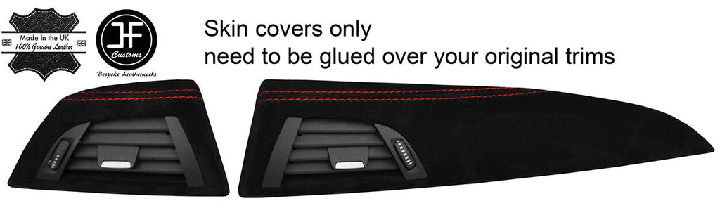 RED STITCH DASH VENTS TRIM REAL SUEDE COVERS FITS BMW 1 SERIES F20 F21 11-16