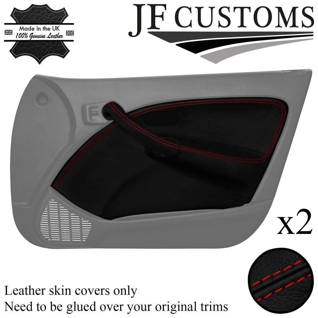 D RED STITCH LEATHER 2X FRONT DOOR CARD + HANDLE COVER FOR ROVER 45 99-05 JF1