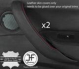 RED STITCH 2X REAR DOOR HANDLE TRIM LEATHER COVERS FITS BMW X3 F25 2011-2018