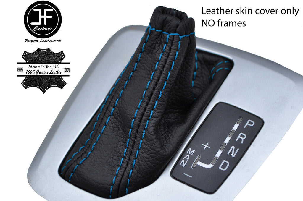 BLUE STITCH TOP GRAIN LEATHER AUTO AUTOMATIC GEAR GAITER FOR VOLVO XC90 02-14
