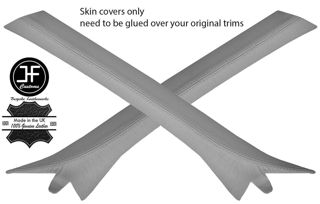 GREY REAL LEATHER 2X A PILLAR COVERS FOR BMW E36 CONVERTIBLE 1993-1998