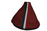 FITS FIAT 500 GEAR GAITER LEATHER ITALIAN STRIPE 07+ d red CUSTOM NEW MADE IN UK
