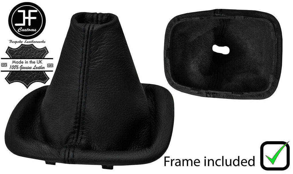 BLACK STITCH LEATHER MANUAL GEAR GAITER + PLASTIC FRAME FITS VW LUPO 1998-2005