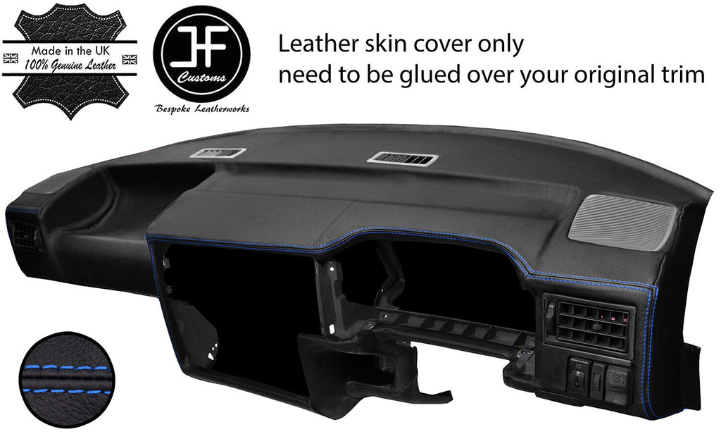 BLUE STITCH DASH DASHBOARD REAL LEATHER COVER FITS VW T4 TRANSPORTER STYLE 2