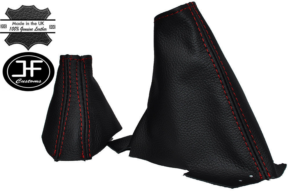 RED STITCH LEATHER AUTO AUTOMATIC GEAR HANDBRAKE GAITER FITS VOLVO V70 01-07