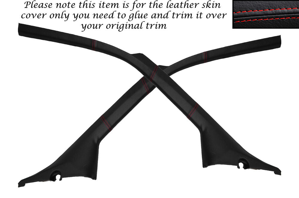 RED STITCH 2X WINDSCREEN A PILLAR SKIN COVERS FITS MERCEDES VITO W638 96-03