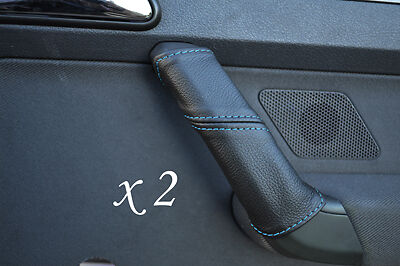 BLUE STITCHING FITS VW TOURAN 03-09 2X REAR DOOR HANDLE LEATHER COVERS