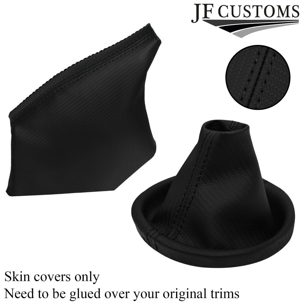 BLACK STITCH CARBON VINYL GEAR+HANDBRAKE COVERS FOR SUBARU IMPREZA WRX STI 15-18