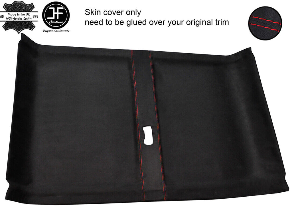 RED STITCH REAR ROOF HEADLINING LUXE SUEDE COVER FOR LAND ROVER DEFENDER 110 SW
