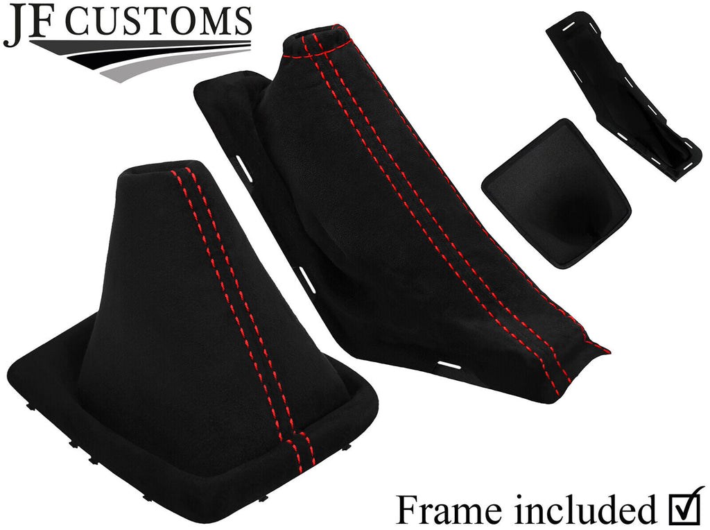 RED STITCH LUXE SUEDE GEAR+HANDBRAKE+PLASTIC FRAMES FOR FORD FOCUS MK2 08-11