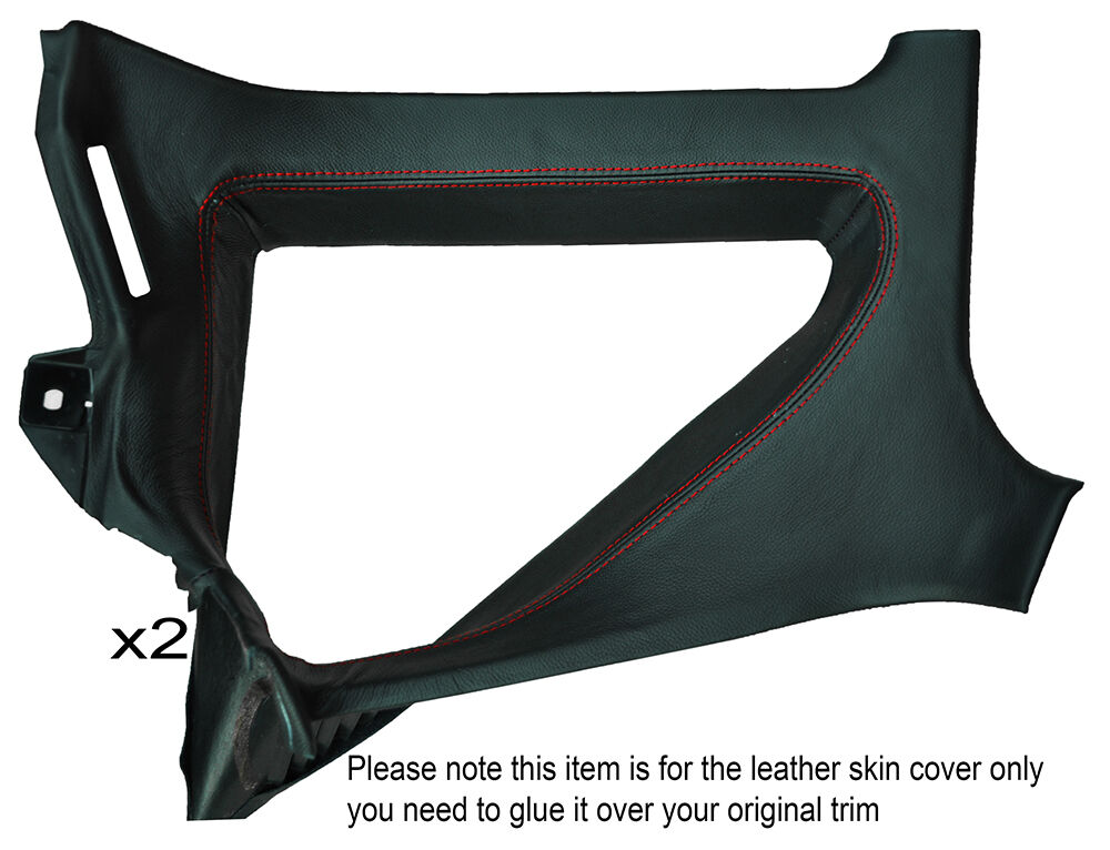 RED STICH 2X SIDE QUARTER DASH PANEL LEATHER COVERS FITS TOYOTA MR2 MK1 84-90