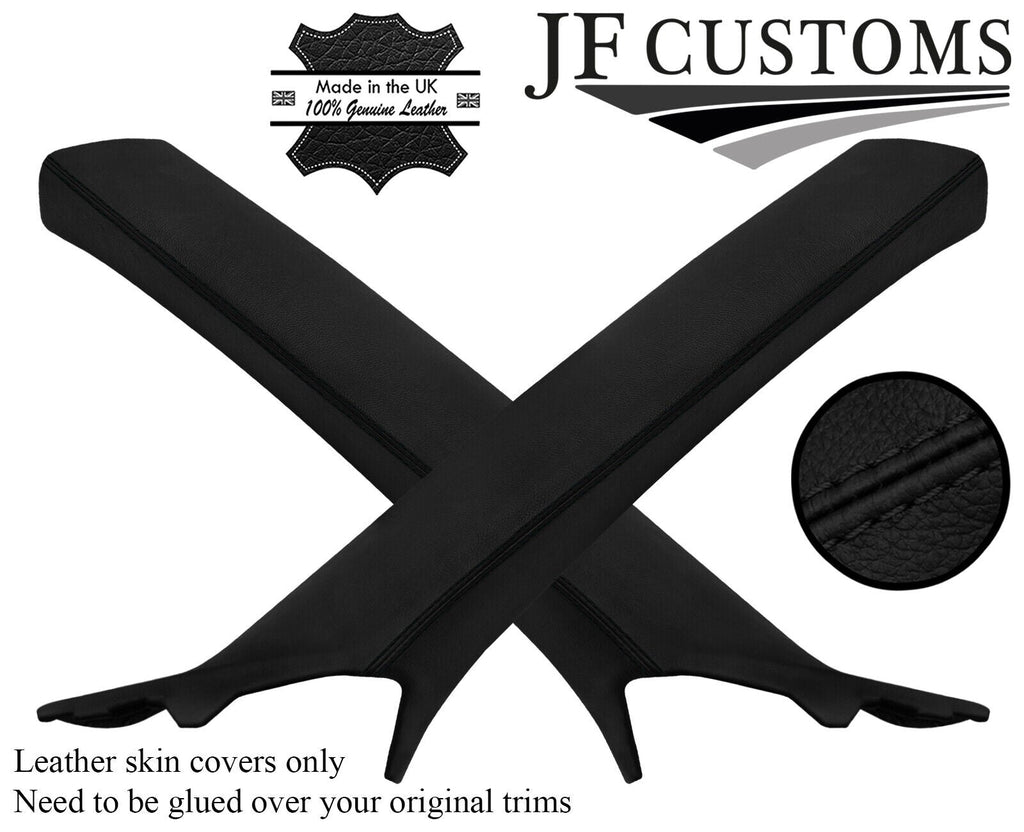 BLACK STITCH LEATHER 2X A PILLAR COVERS FITS PORSCHE CAYENNE 955 MK1 03-10