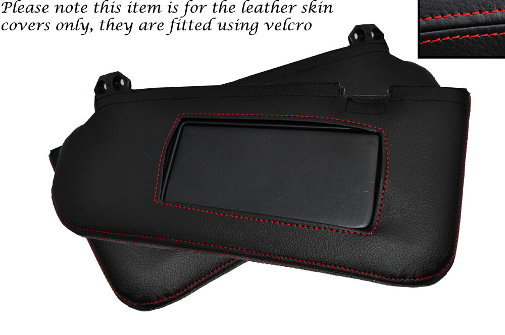 RED STITCH 2X SUN VISORS LEATHER SKIN COVERS FITS NISSAN GT-R R35 2009-2014
